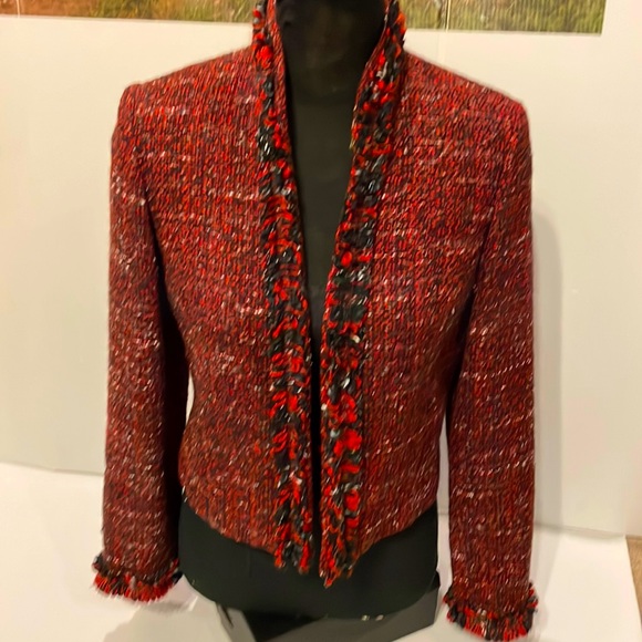 ALFANI Women’s Tweed Wool Blend Lined Business Stylish Chic Jacket size 6 EUC - Picture 2 of 11